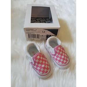 Vans Crib Pink and White Checkerboard Shoes